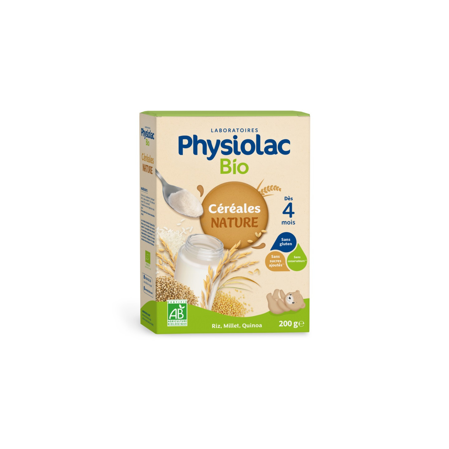 Physiolac Bio Céréales bébé nature dès 4 mois - 200g