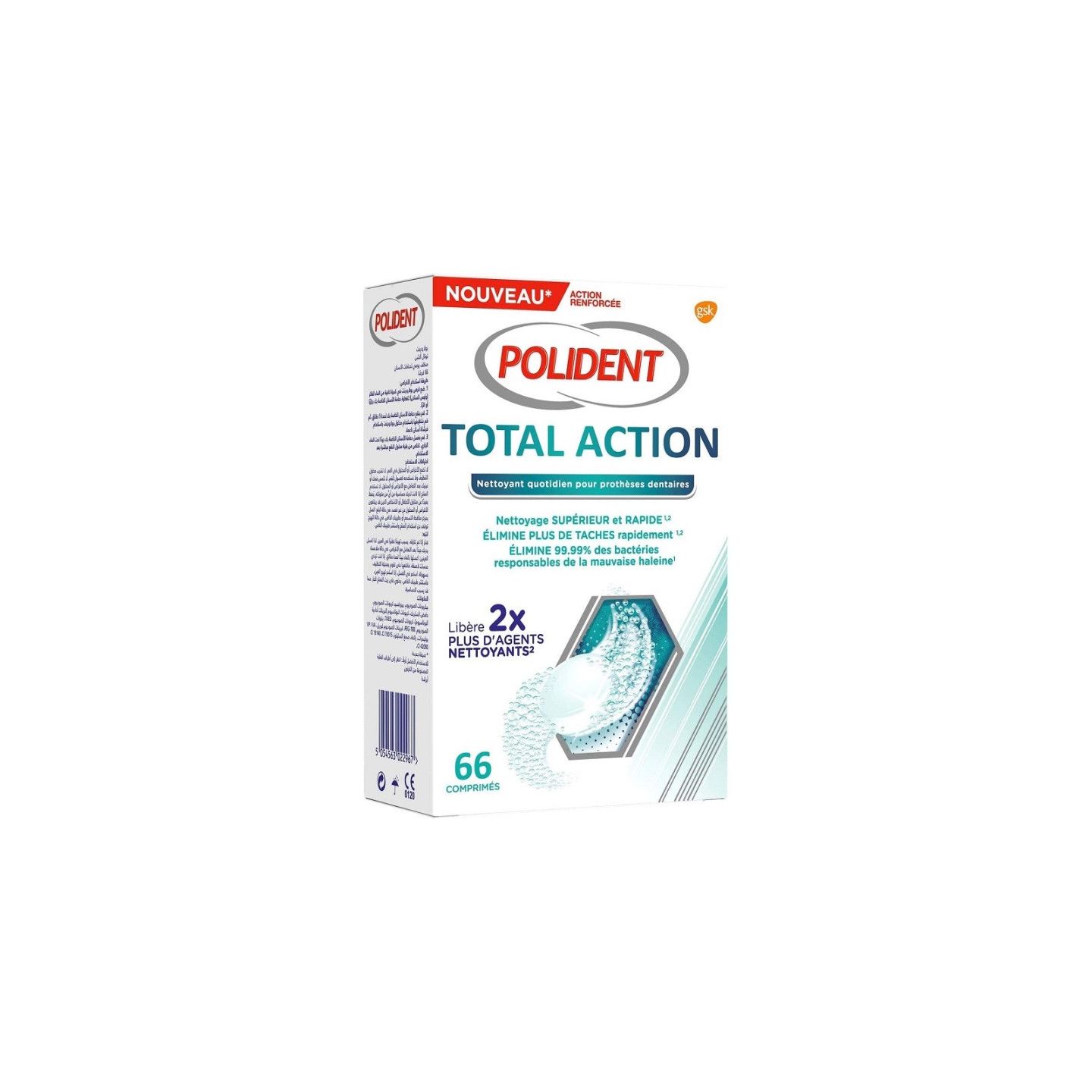 Polident Total Action Nettoyant appareils dentaires - 66 comprimés
