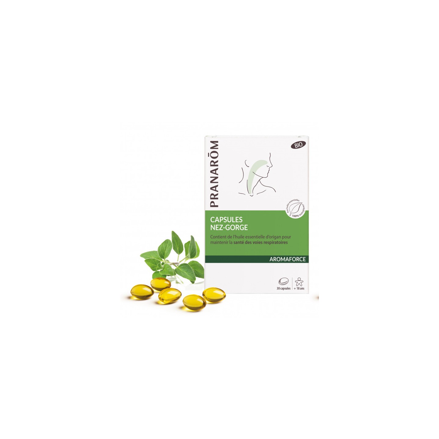 Pranarôm Aromaforce Capsules Nez-Gorge Bio - 30 capsules