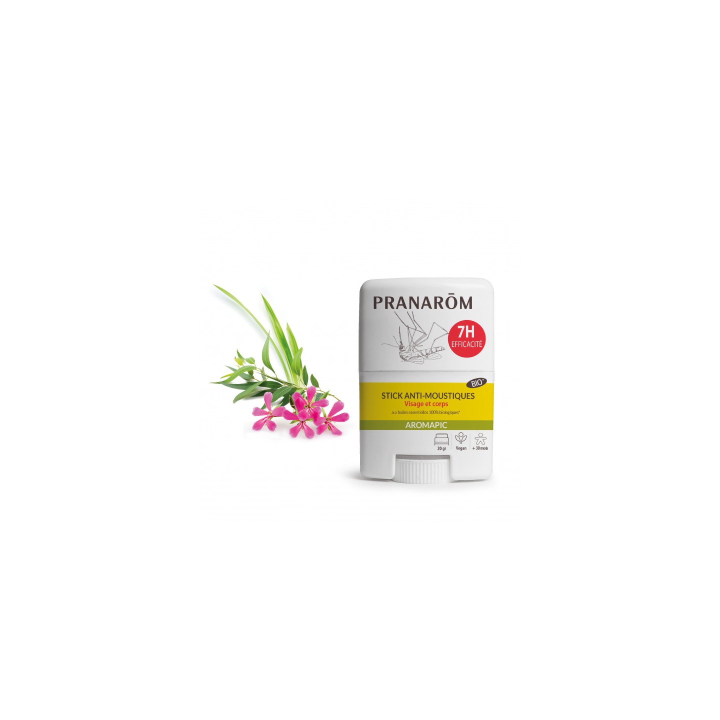Pranarôm Aromapic Stick visage et corps anti-moustiques Bio - 20g