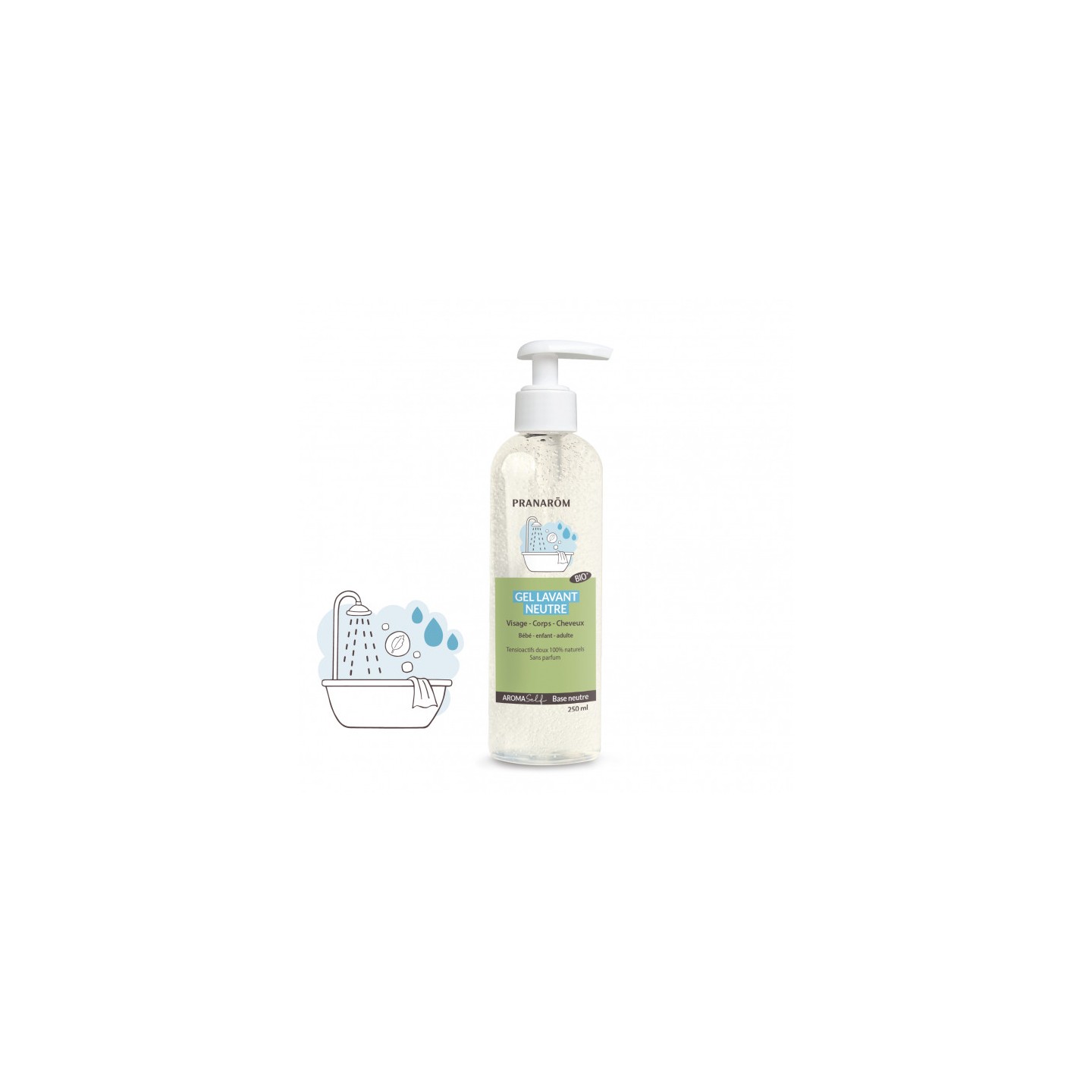 Pranarôm Aromaself Gel lavant neutre Bio - 250ml