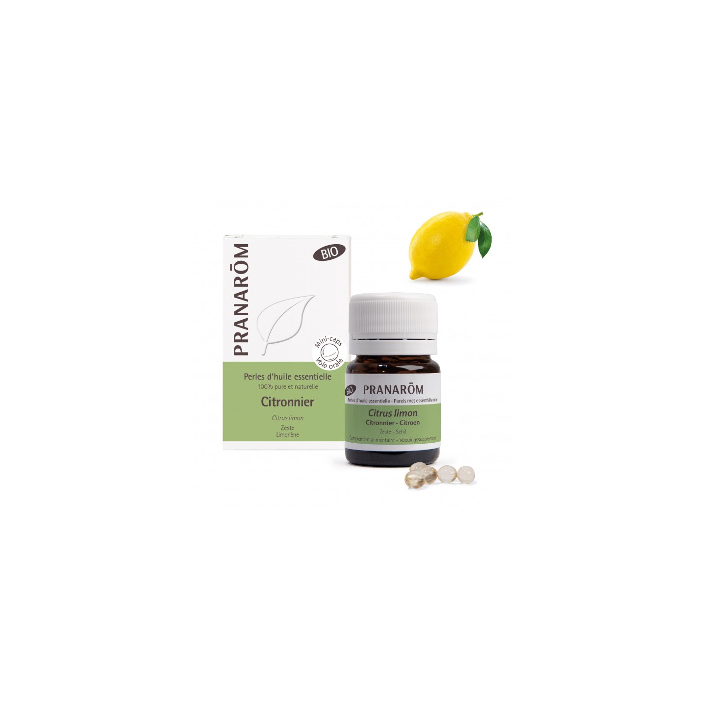 Pranarôm Perles d'huile essentielle Citronnier Bio - 60 perles