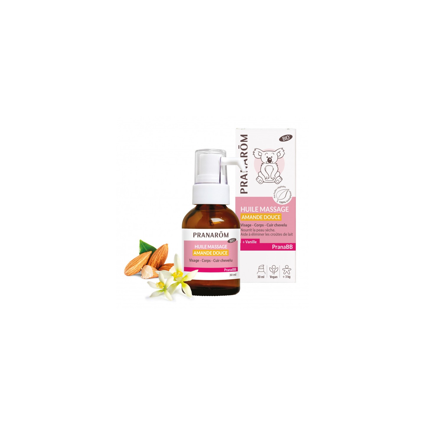 Pranarôm PranaBB Huile massage amande douce Bio - 30ml