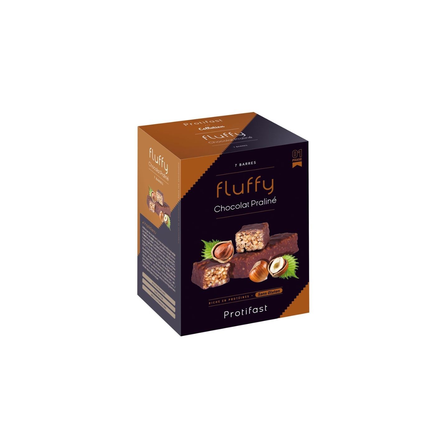 Protifast Barres chocolat praliné Fluffy - 7 barres