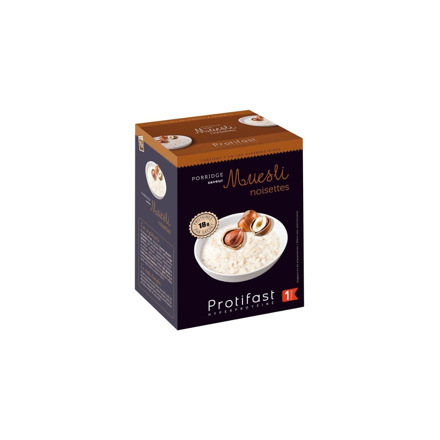 Protifast Porridge hyperprotéiné saveur muesli noisettes - 7 sachets x 28 g