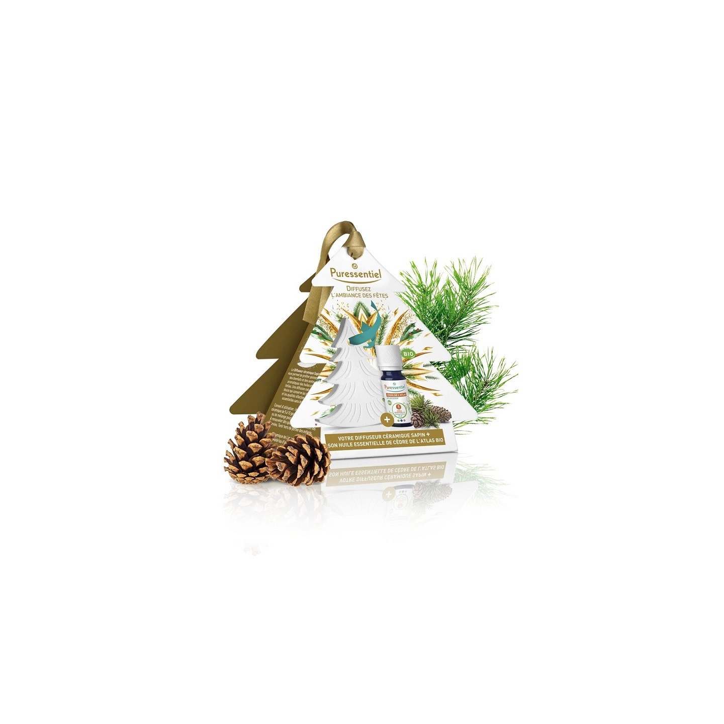 Puressentiel Coffret diffuseur céramique sapin Cèdre de l'Atlas Bio