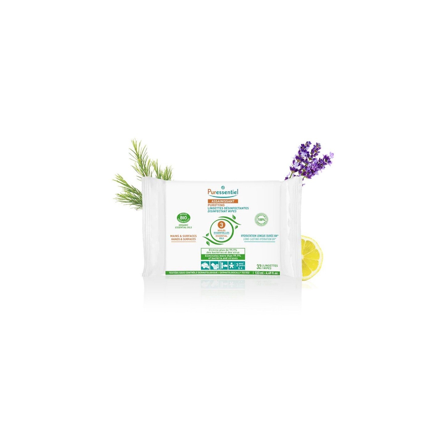 Puressentiel Lingettes désinfectantes Bio - 32 unités
