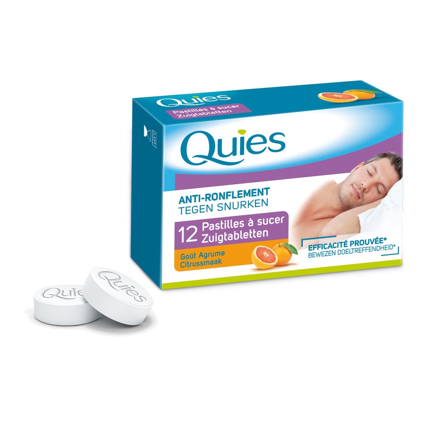 Quies Anti Ronflement 12 Pastilles à Sucer gout agrume