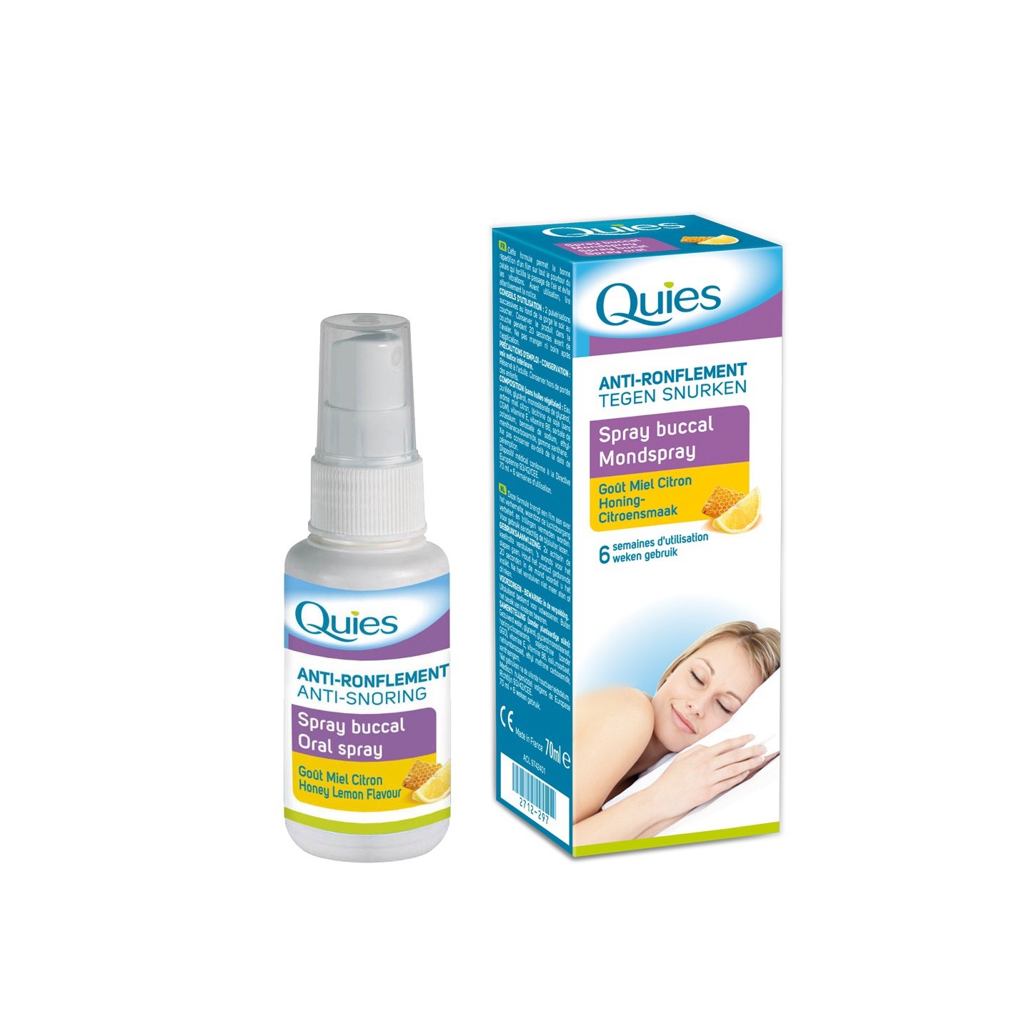 Quies Anti Ronflement Spray Buccal Goût Miel Citron