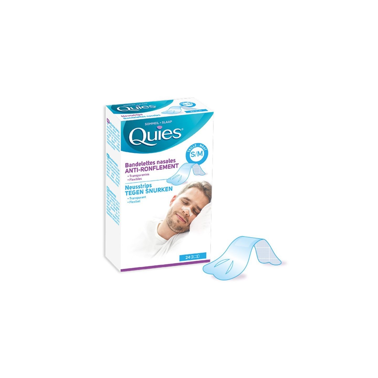 Quies Bandelettes nasales anti-ronflement - Taille S/M - 24 bandelettes