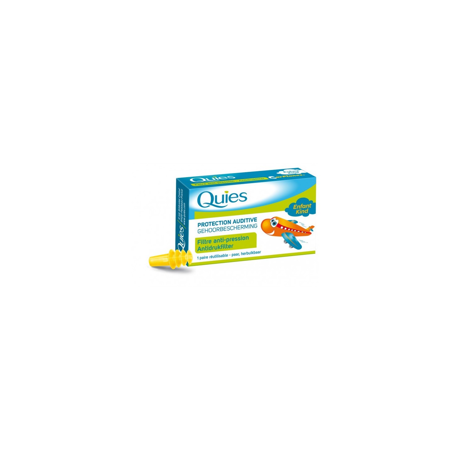 Quies EarPlanes Protection auditive enfants - 1 paire réutilisable