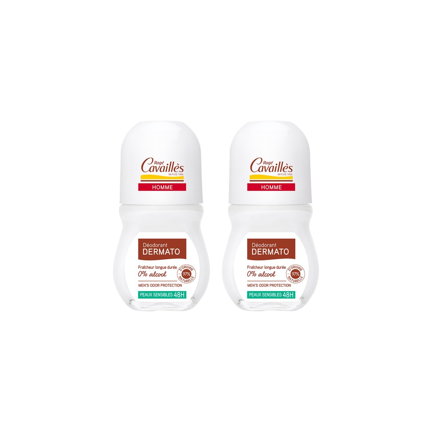 Rogé Cavaillès Déodorant Dermato peaux sensibles 48h Roll'On - 2 x 50ml