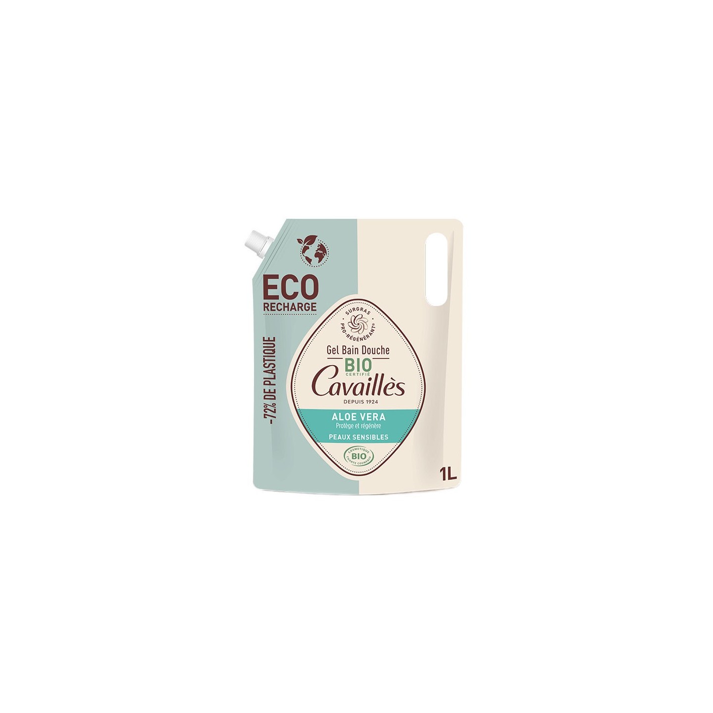 Rogé Cavaillès Gel bain douche peaux sensibles Aloe vera Bio - Éco-Recharge 1L