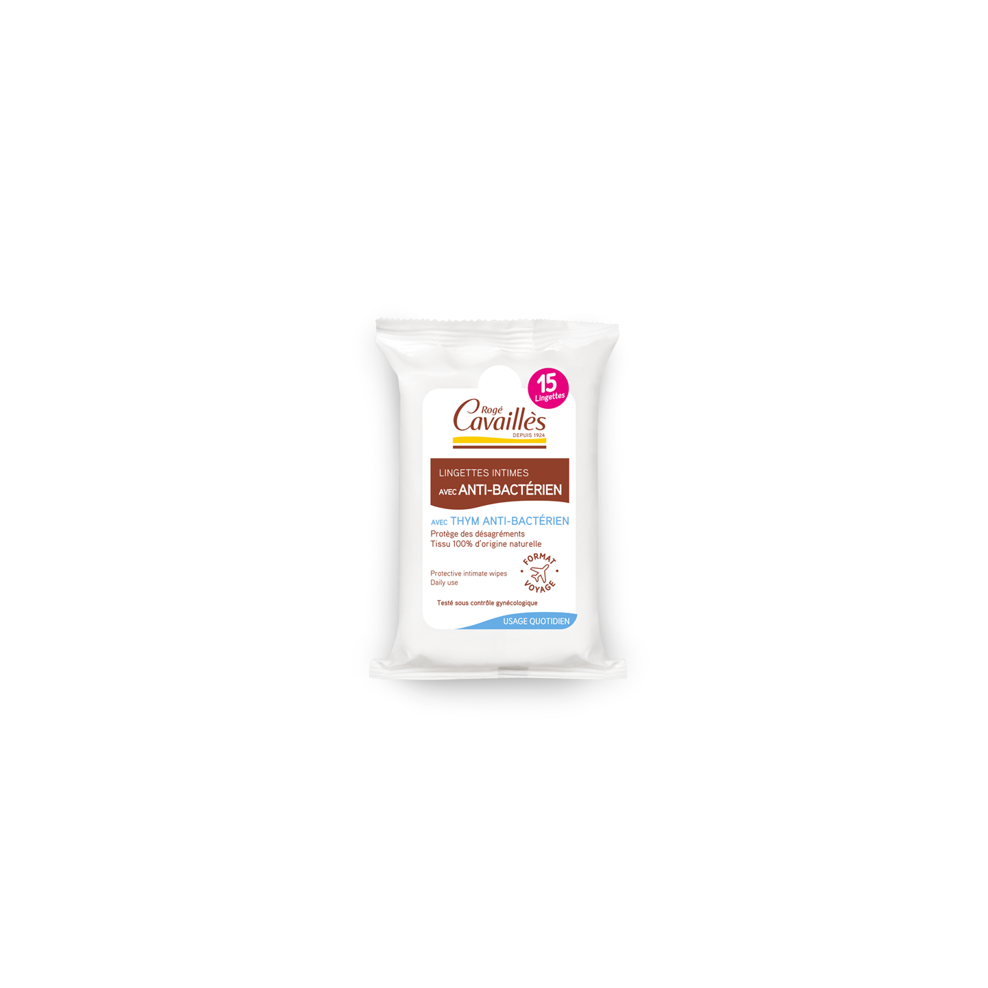 Rogé Cavaillès Lingettes intimes anti-bactérien - X 15 lingettes