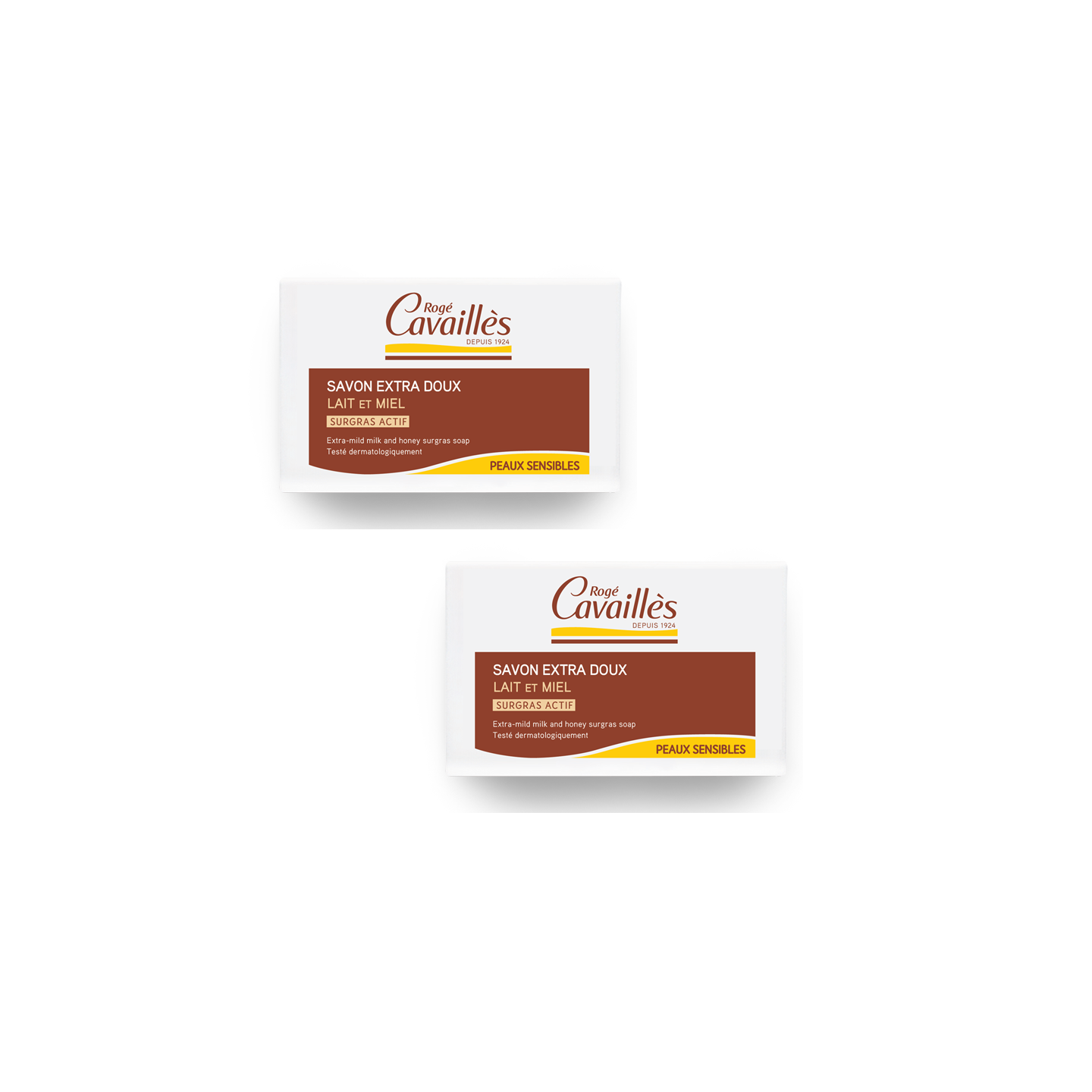 Rogé Cavaillès Savon surgras lait et miel - 2 x 250g
