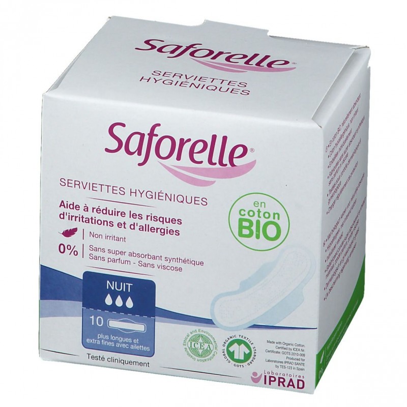 Pharmacie Bastille - Saforelle serviettes hygiéniques nuit boîte de 10