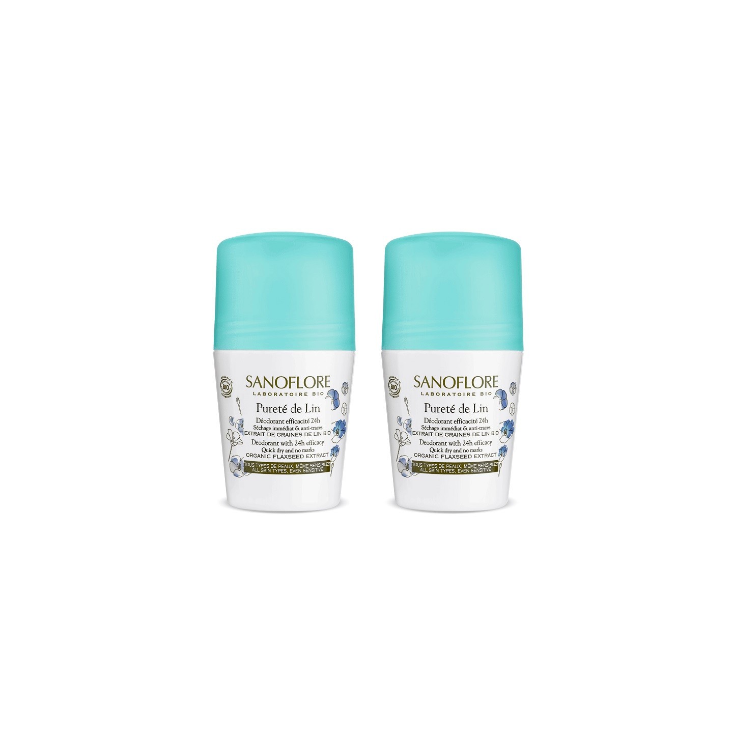 Sanoflore Pureté de Lin Déodorant efficacité 24h Bio - 2 x 50ml
