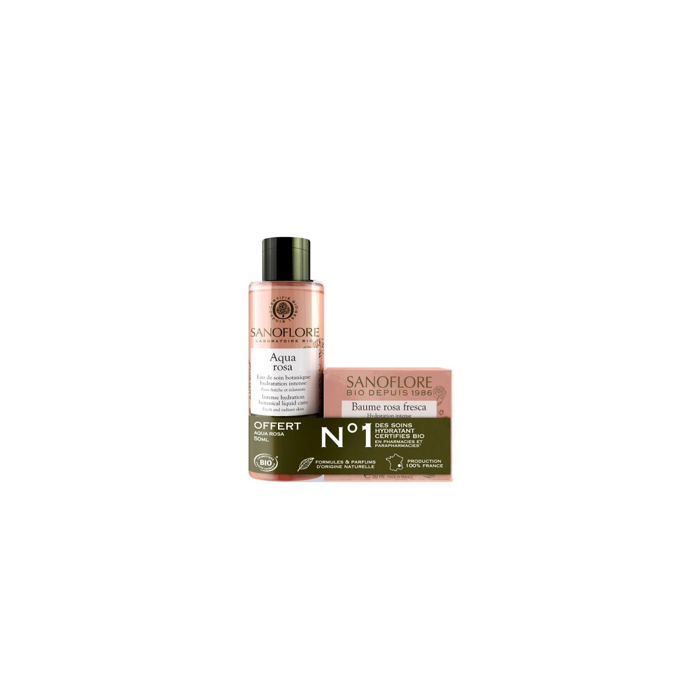 Sanoflore Rosa Fresca Baume de rosée nuit Bio 50ml + Mini Aqua Rosa 50ml Offert