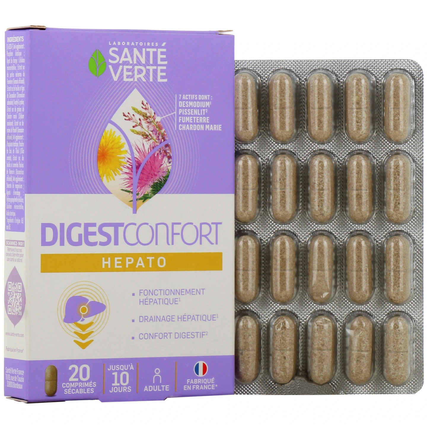 Santé Verte DigestConfort Hepato - 20 comprimés