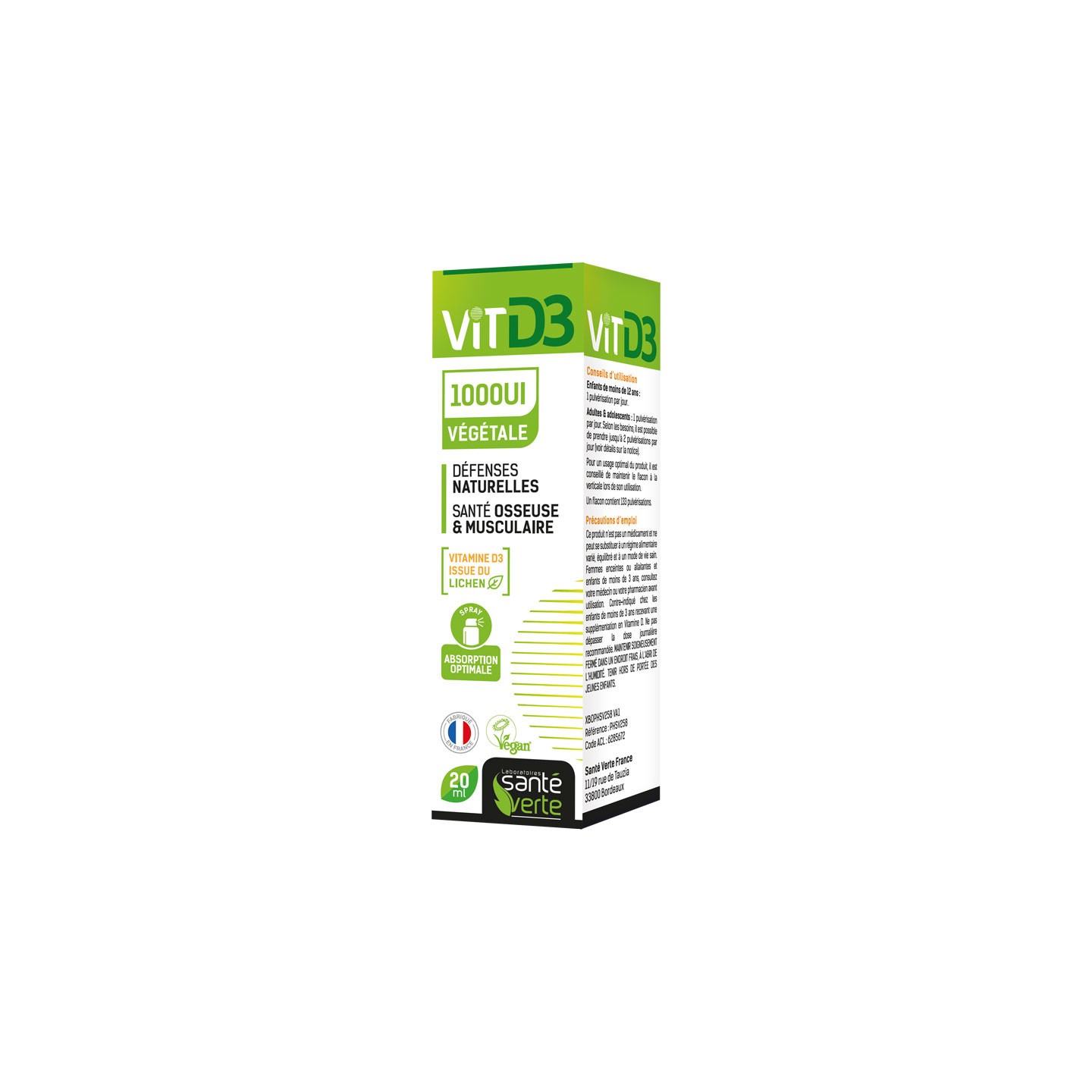 Santé Verte Vit D3 1000UI Végétale - 20ml