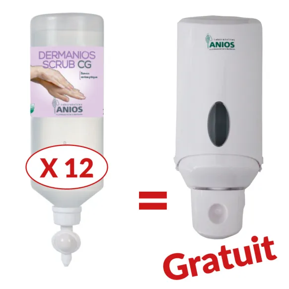 PACK 12 DERMANIOS SCRUB C.G 1L AIRLESS + 1 DISTRIBUTEUR OFFERT