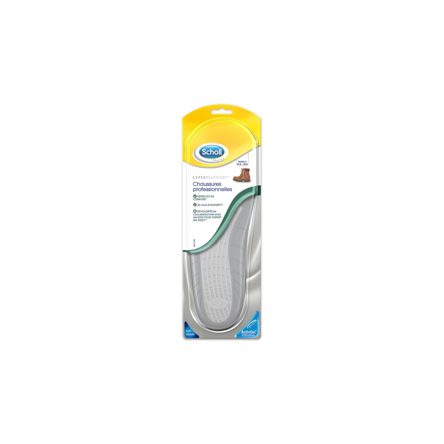 Scholl ExpertSupport Semelles de confort chaussures professionnelles - Taille 2 (41,5-46,5) - 1 paire