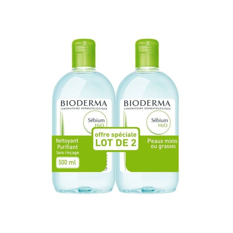 Pharmacie Bastille - Bioderma sebium solution micellaire H2O 2 x 500ml