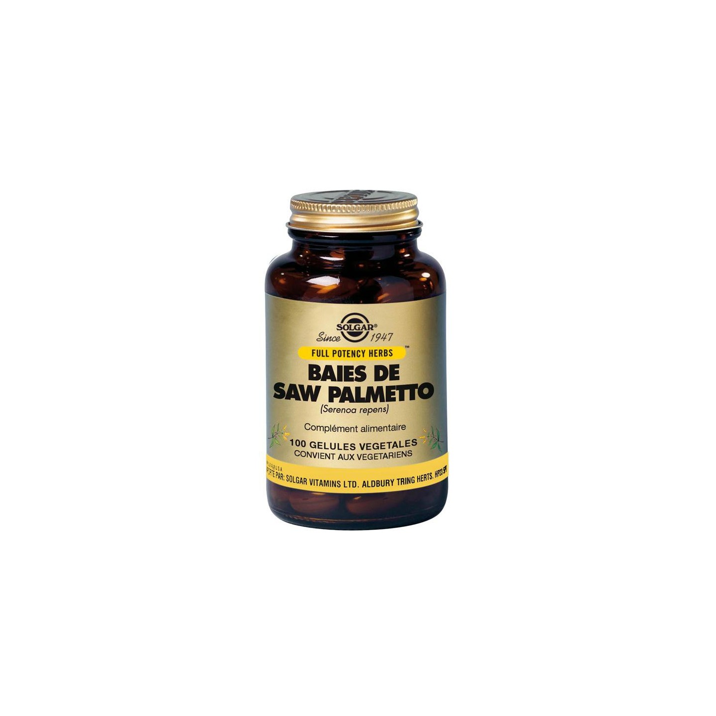 Solgar Baies de Saw Palmetto 100 Gélules Végétales