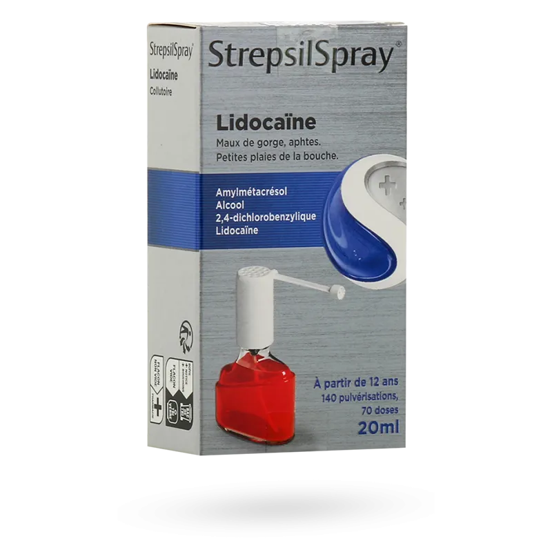 StrepsilSpray Lidocaïne collutoire maux de gorge - Spray 20 ml