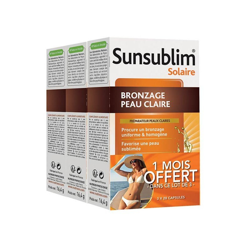 Nutreov Sunsublim Bronzage Peau Claire Lot de 3 x 28 Capsules