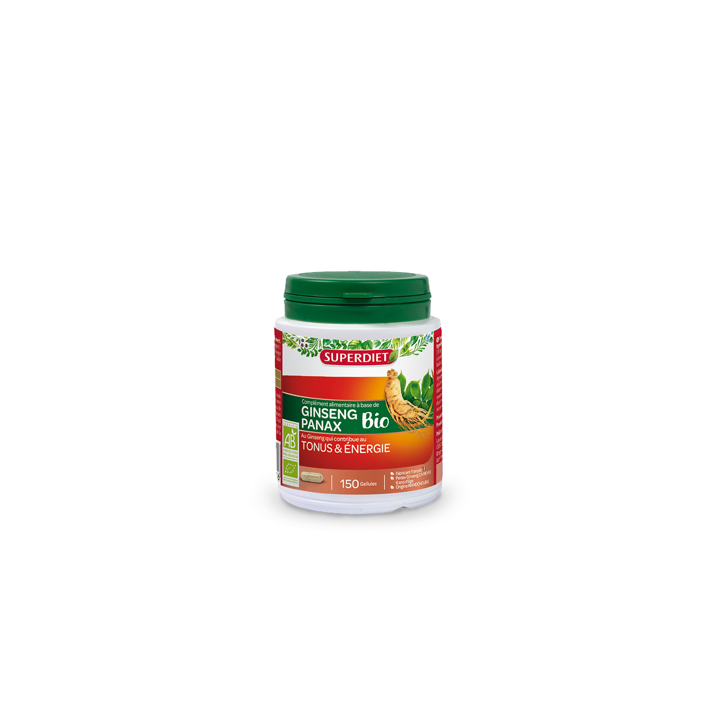 Superdiet Ginseng panax CA meyer Bio - 150 gélules