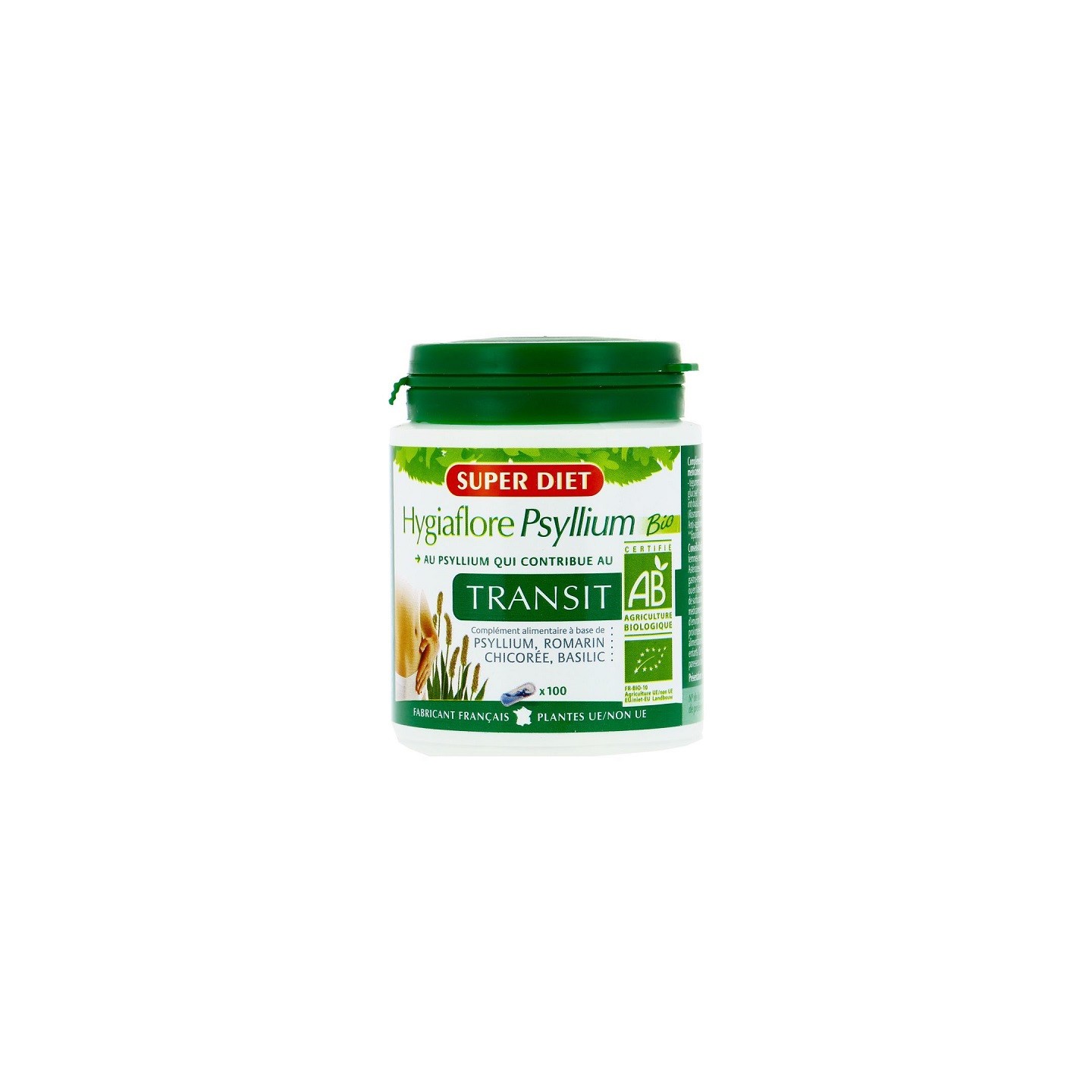 Superdiet Hygiaflore Psyllium transit Bio - 100 gélules
