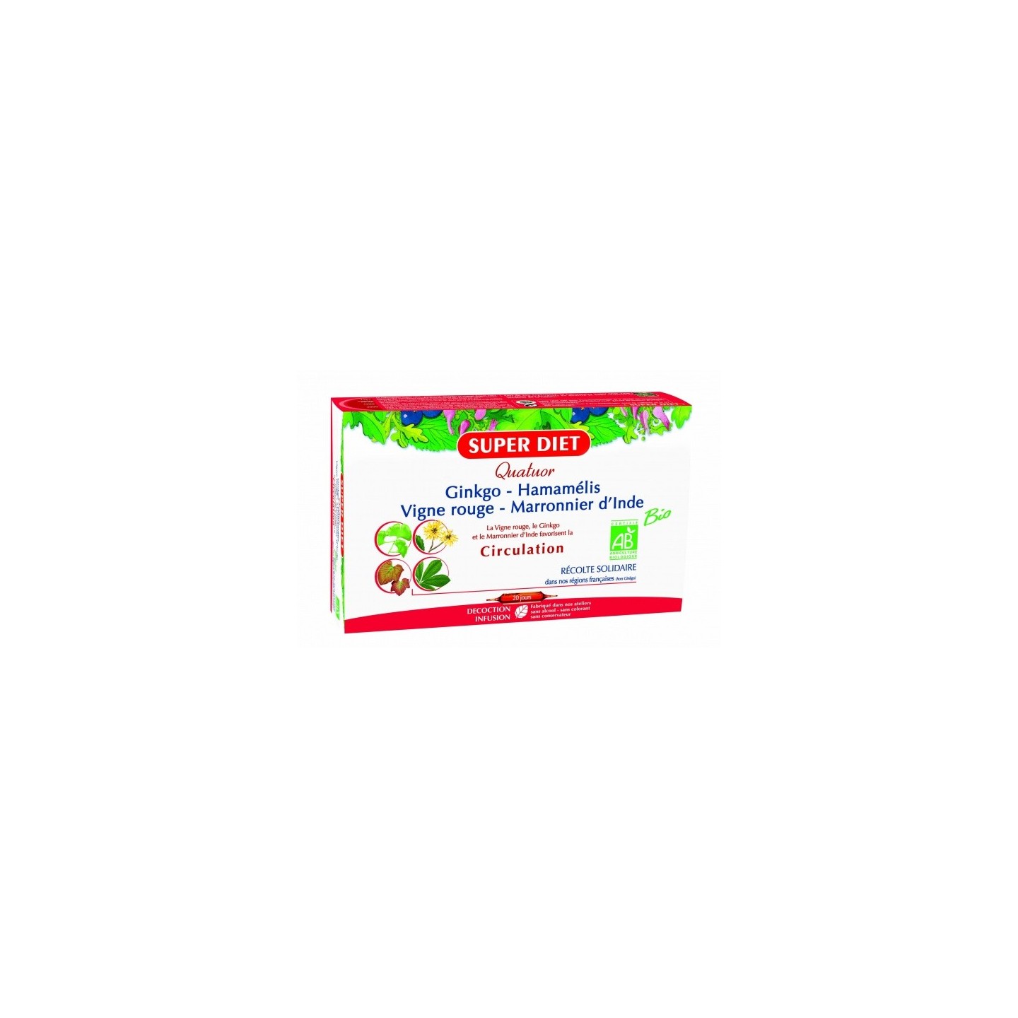 Superdiet Quatuor Bio circulation 20 ampoules