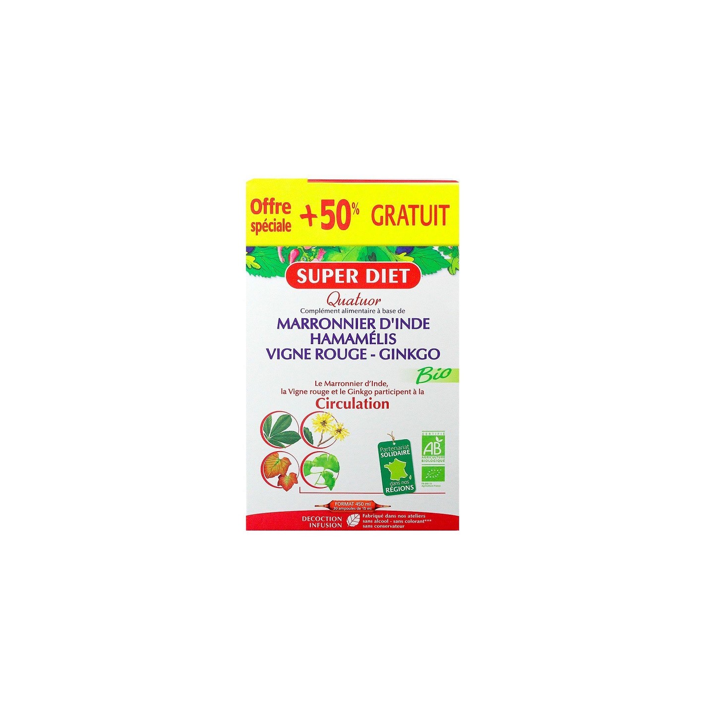 Superdiet Quatuor circulation - 30 ampoules