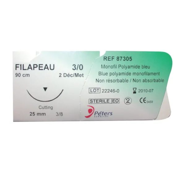 SUTURE FILAPEAU - MONOFIL POLYAMIDE BLEU NON RÉSORBABLE (BOITE DE 12)