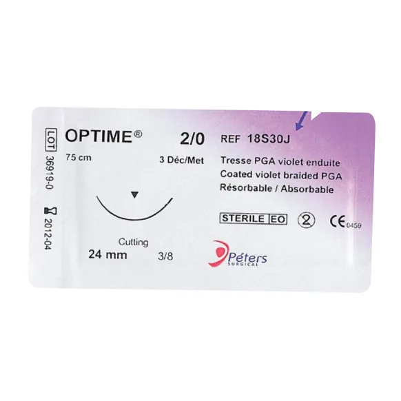 SUTURE OPTIME - TRESSE D'ACIDE POLYGLYCOLIQUE RÉSORBABLE (BOITE DE 36)
