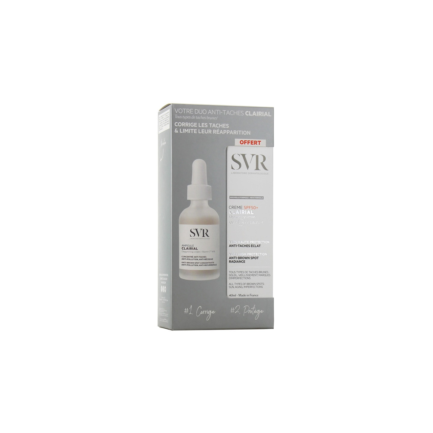 SVR Clairial Ampoule anti-taches 30ml + Clairial Crème SPF50+ 40ml Offert