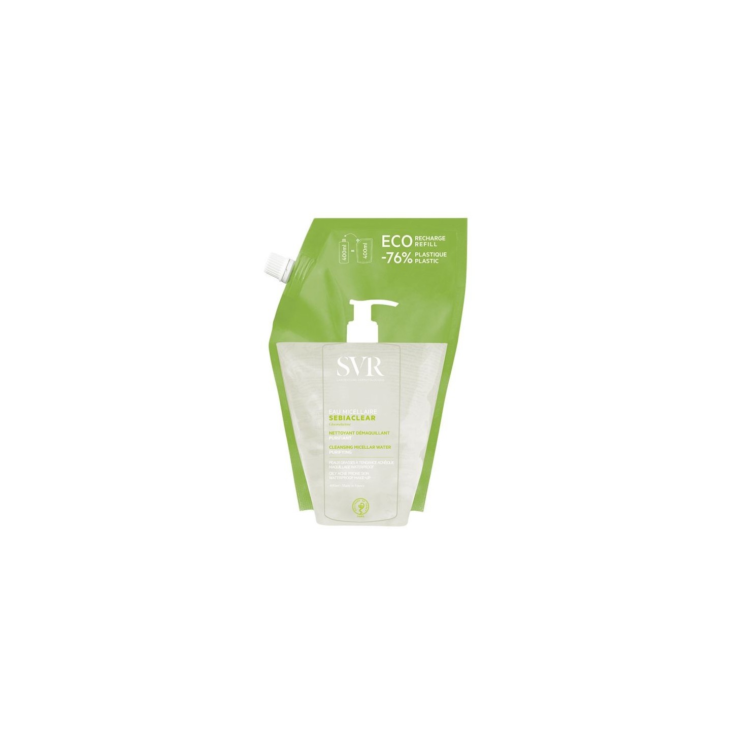 SVR Sebiaclear Eau micellaire peau grasse - Éco-recharge 400ml