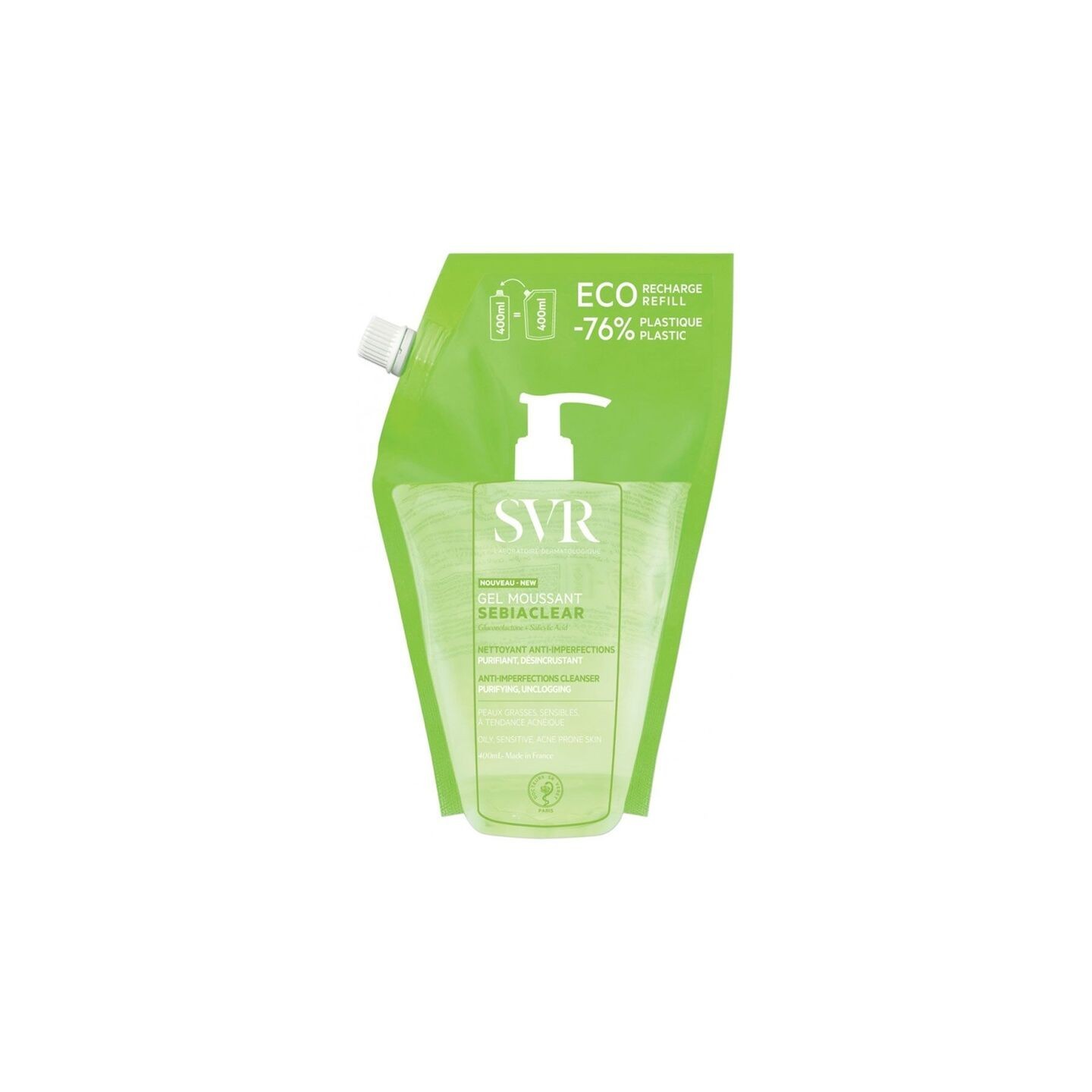 SVR Sebiaclear Gel moussant anti-imperfections - Éco-recharge 400ml