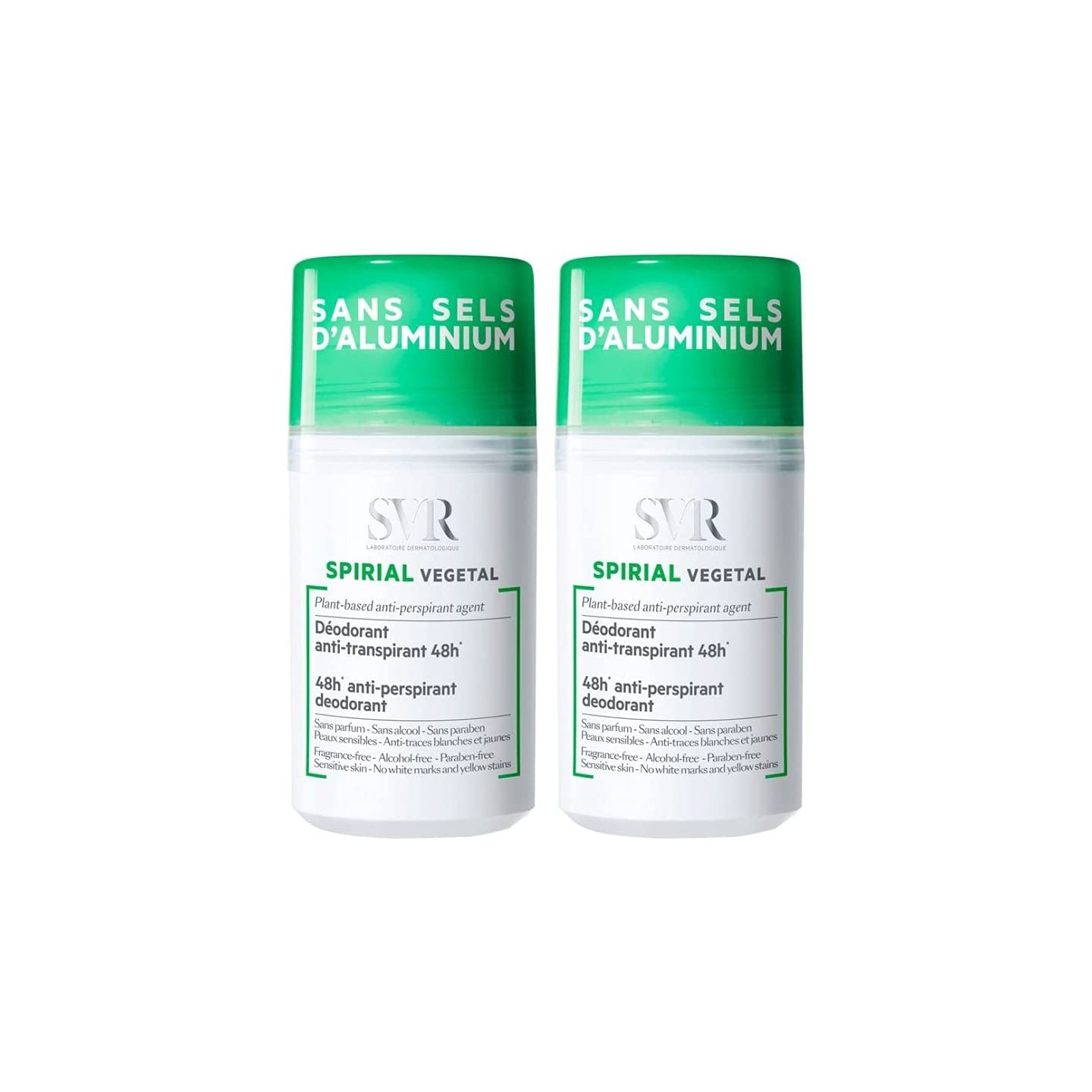 SVR Spirial Déodorant anti-transpirant 48H Roll-On - Lot de 2 x 50ml