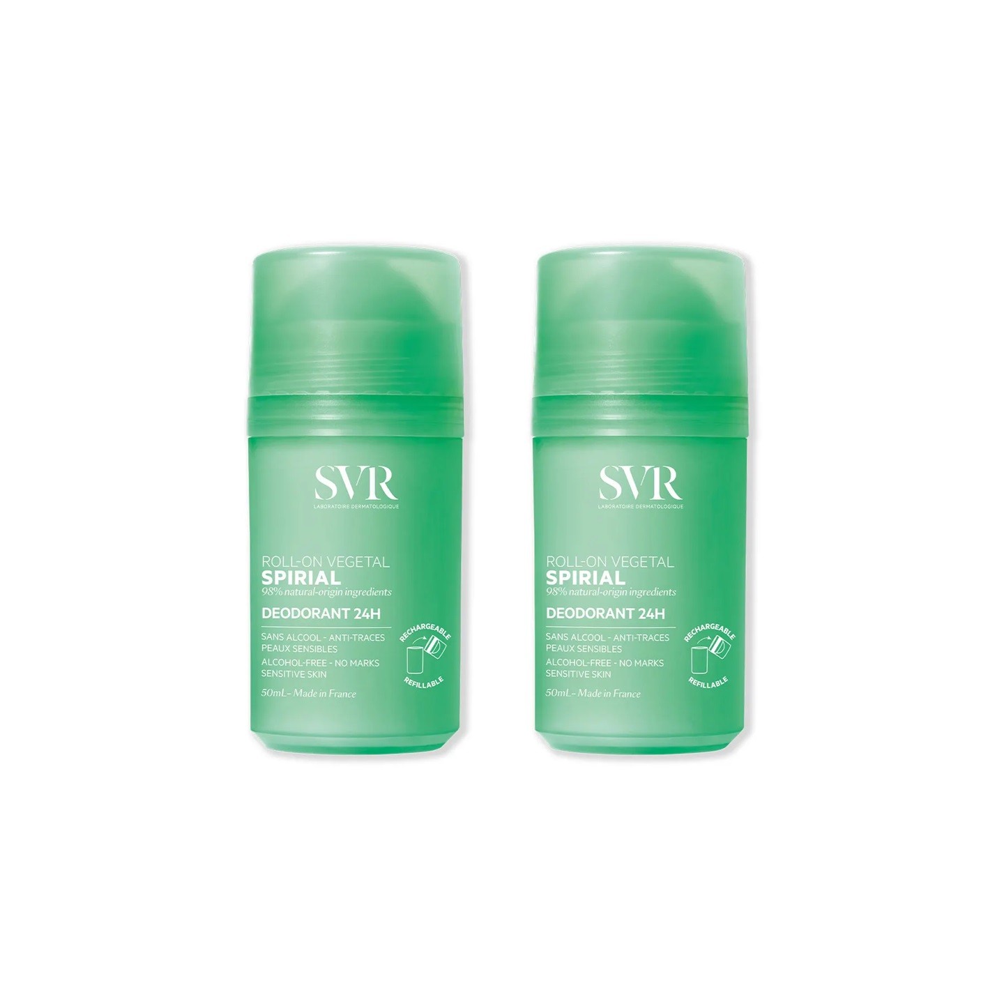 SVR Spirial Déodorant roll-on végétal 24h - 2 x 50ml