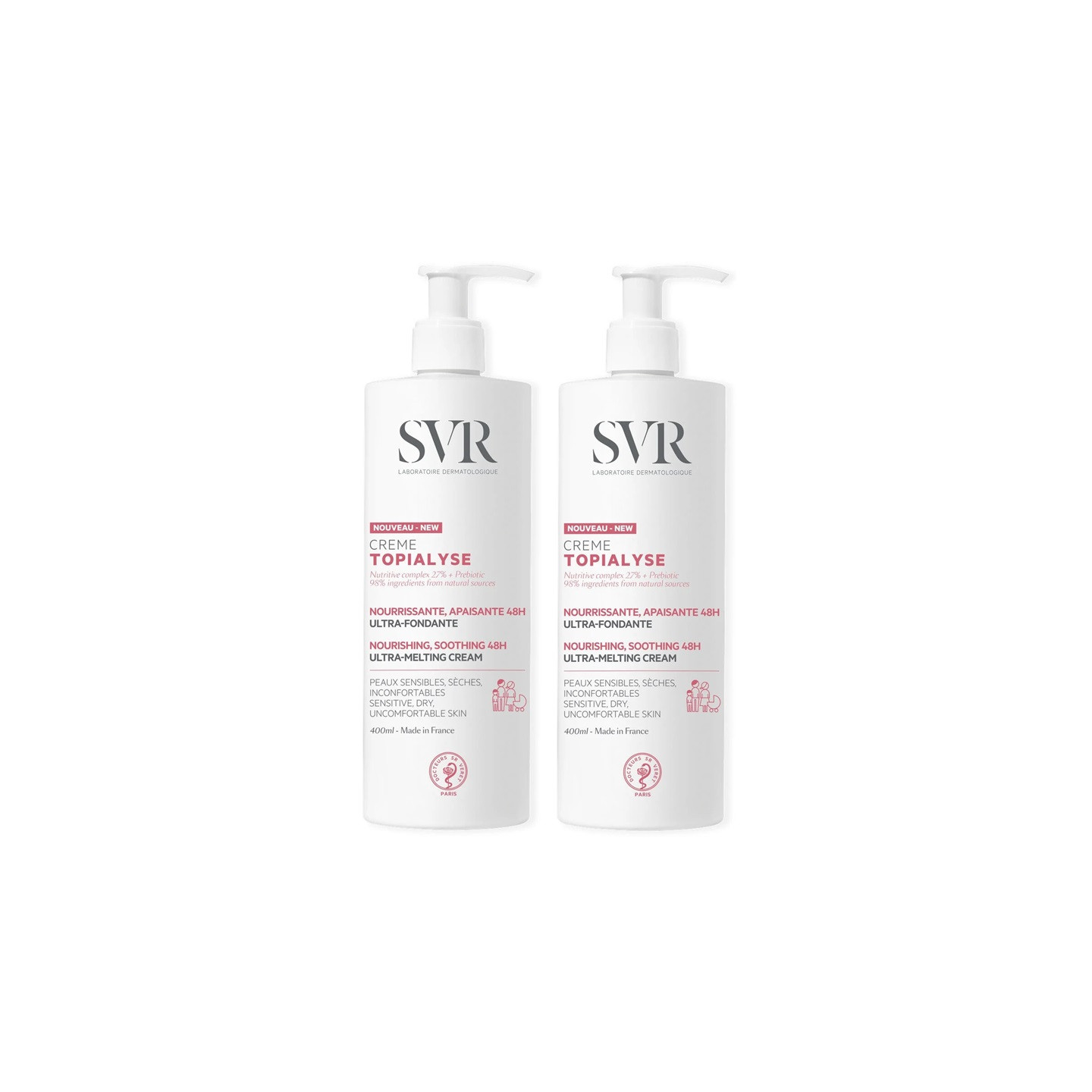 SVR Topialyse Crème nourrissante apaisante 48H - 2 x 400ml