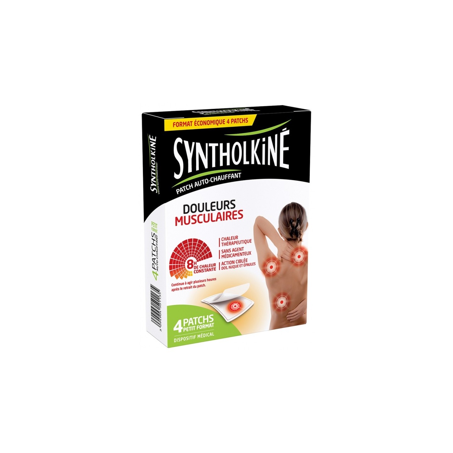 SyntholKiné Patch chauffant douleurs musculaires dos/nuque/épaules - 4 patchs