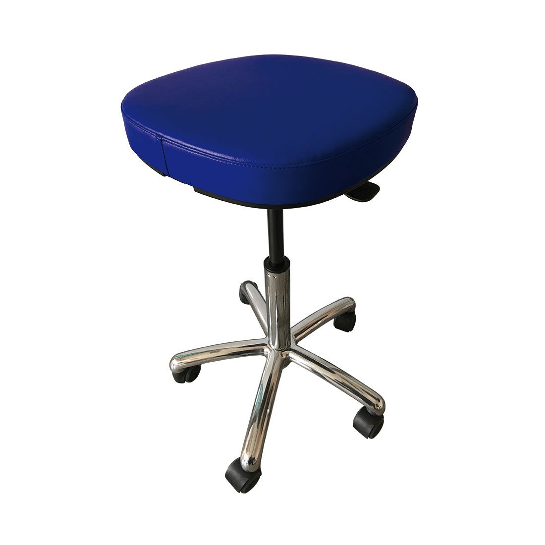 Tabouret d'examen médical à roulettes réglable avec dossier commande à la main