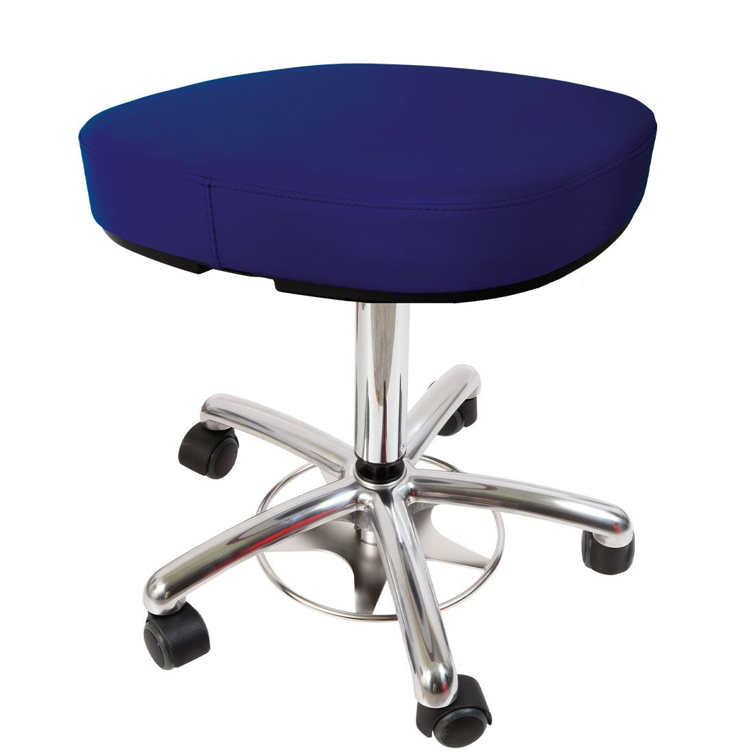 Tabouret d'examen médical à roulettes réglable avec dossier commande au pied