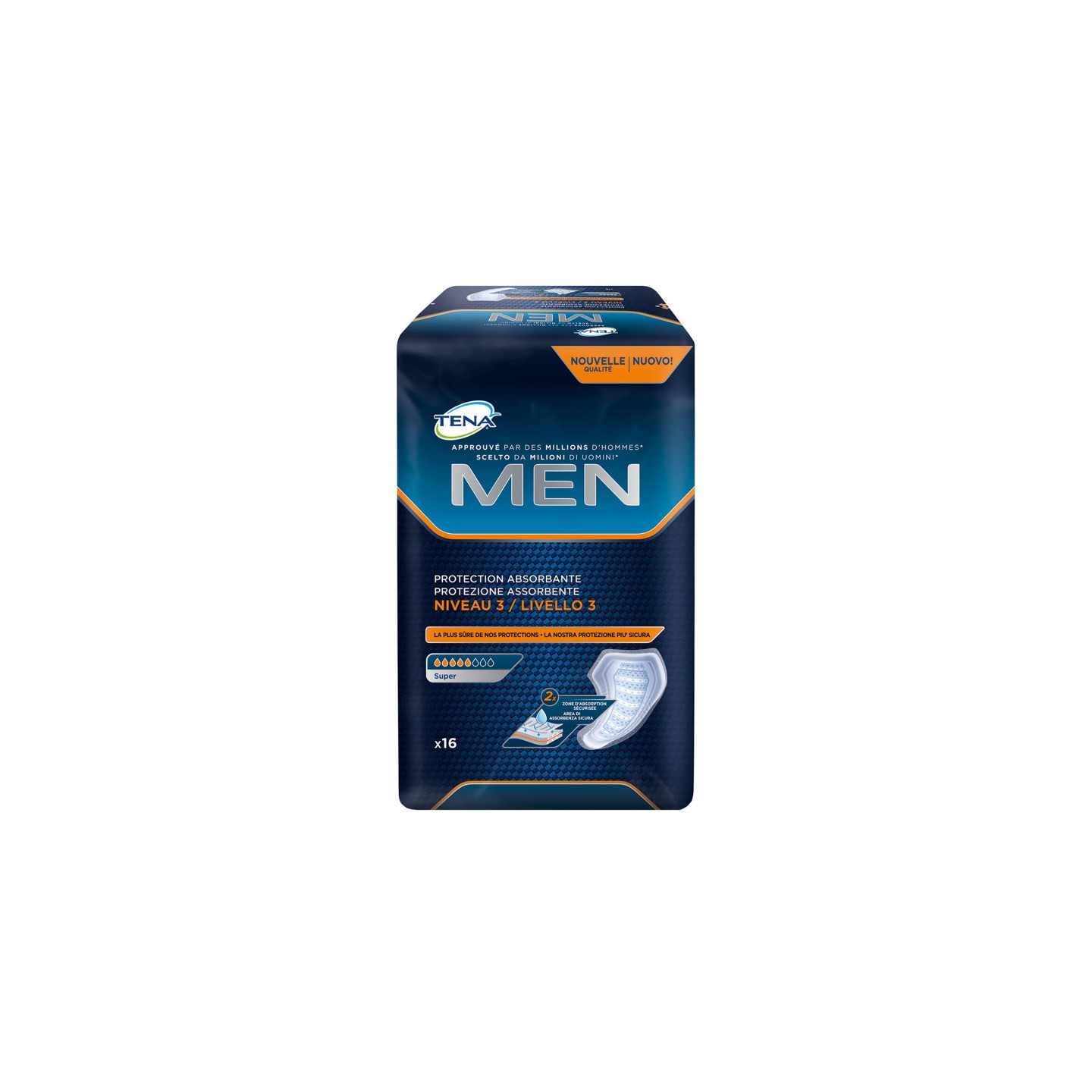 Tena Men Protections hygiéniques niveau 3 - Taille 46-56 - 16 pièces