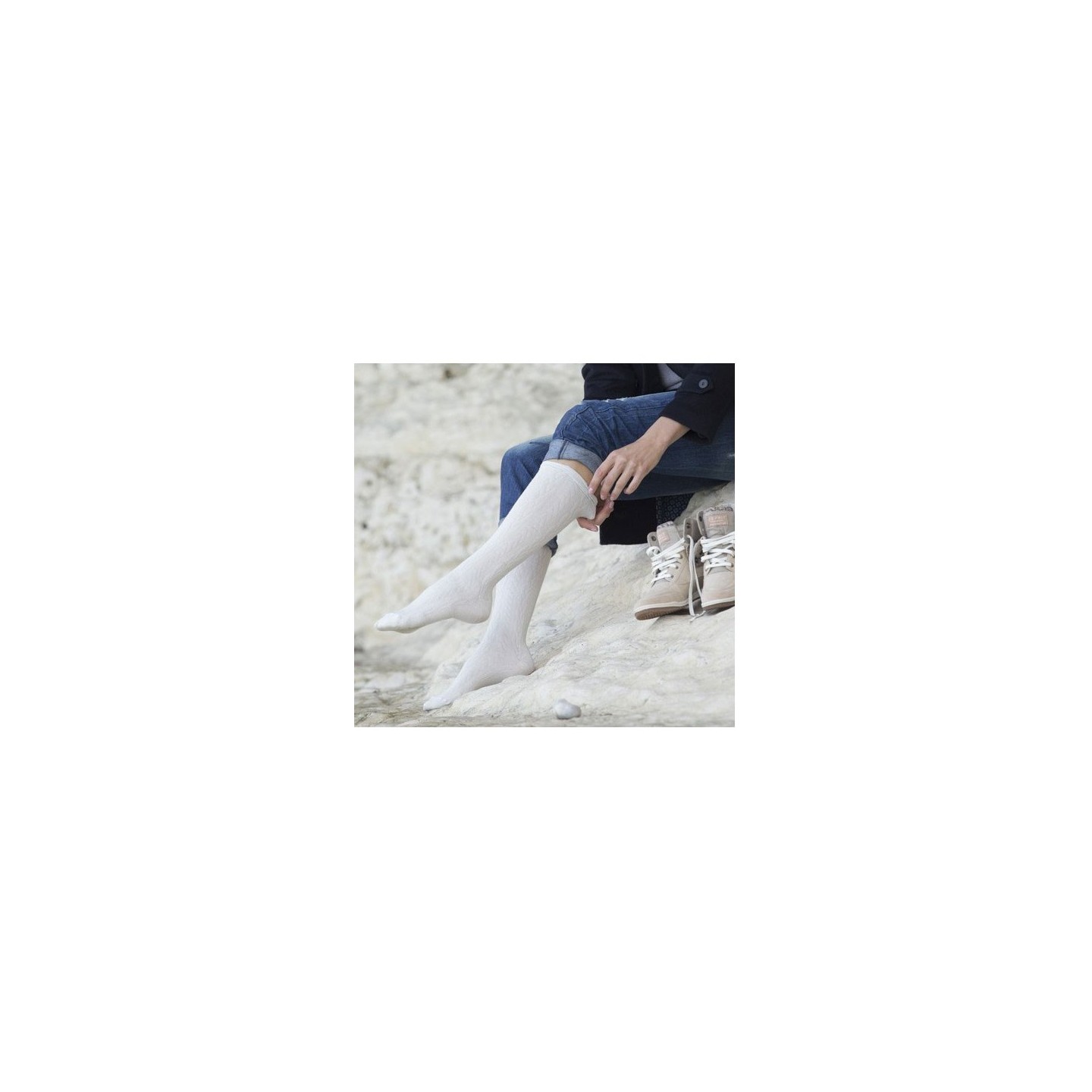 Thuasne chaussette venoflex fast laine taille 2 normal torsades ecru