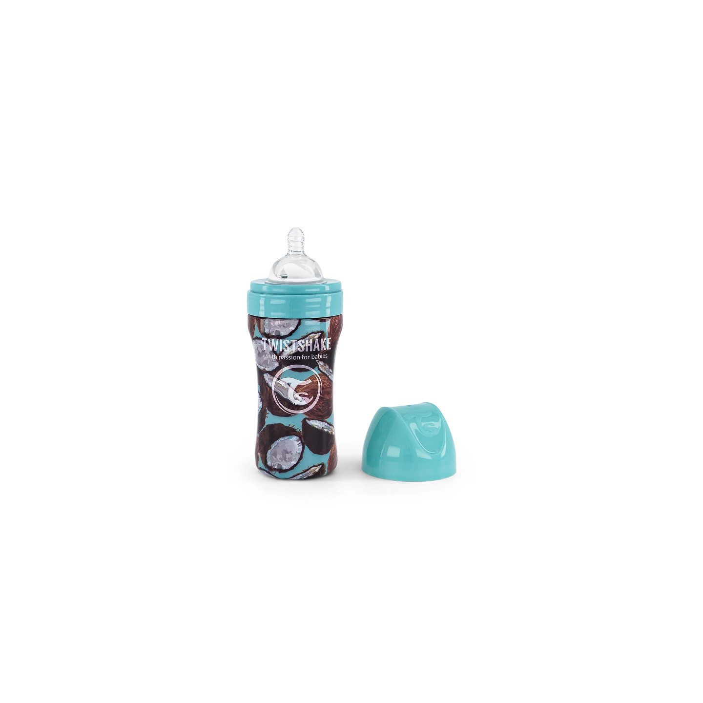 Twistshake Biberon anti-colique en acier - Motif noix de coco - 330ml