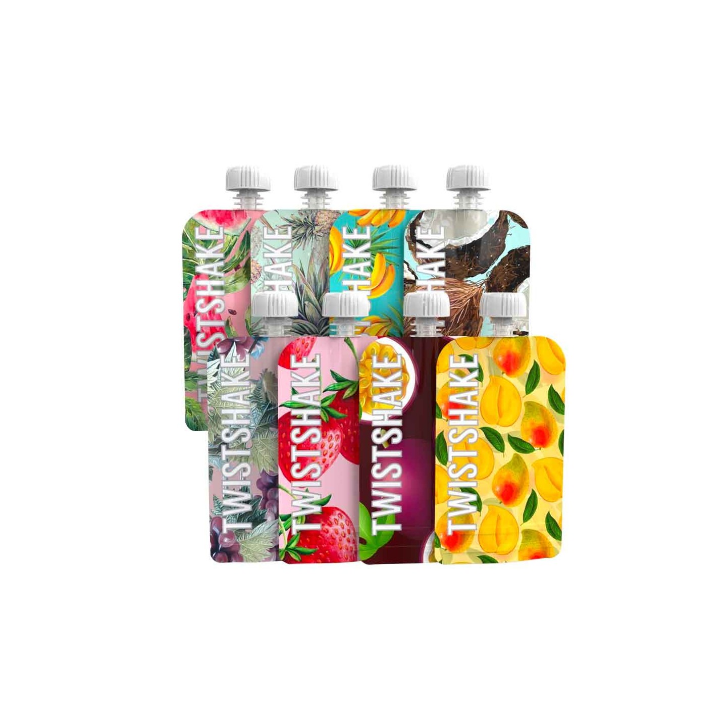 Twistshake Gourde réutilisable bébé compressible - 8x100 ml