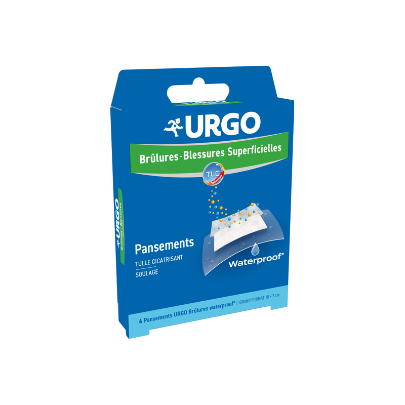 Pharmacie Bastille - Urgo brûlures blessures superficielles 4 pansements waterproof 7x10cm